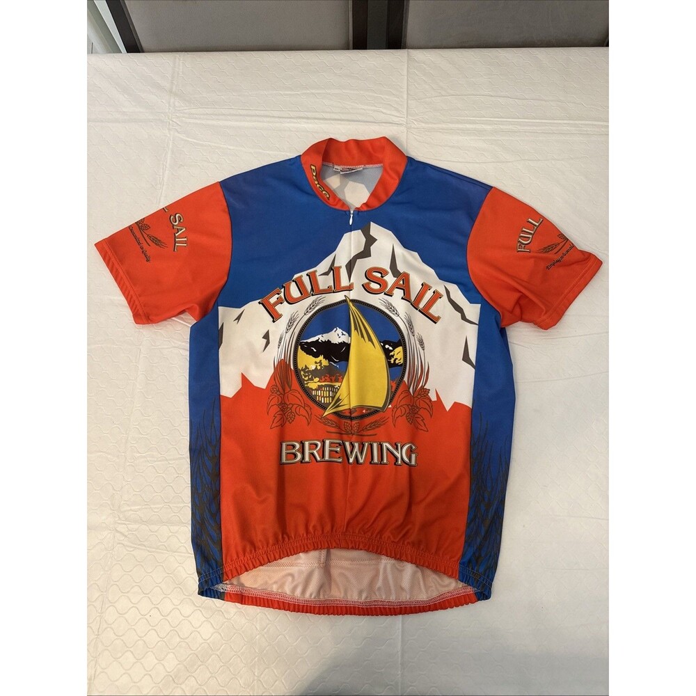 Pace Full Sail Brewing Bicycle Bike 3/4 Cycling Jersey Adult XL Red/Blue